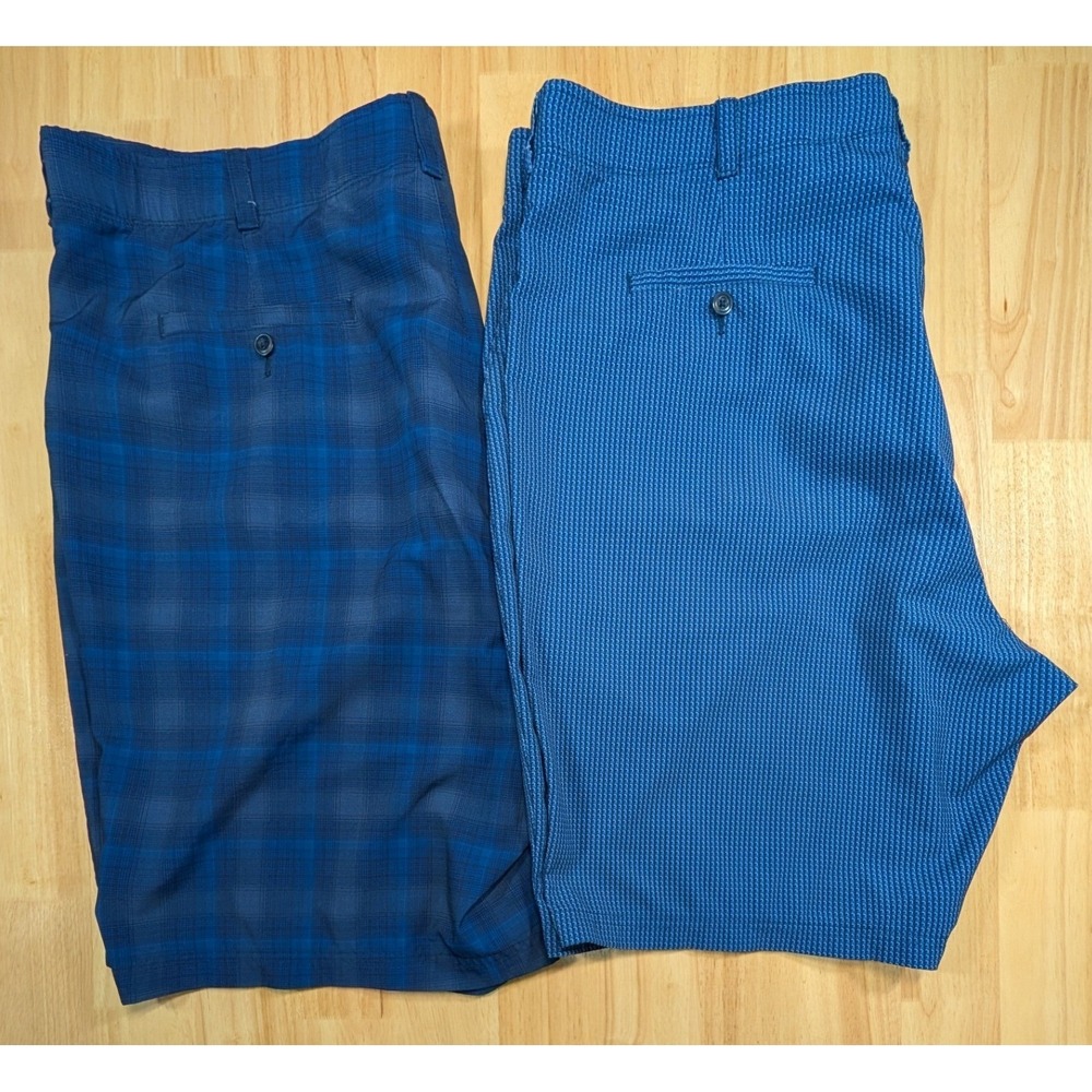 Ben Hogan Mens Golf Shorts Size 42 Blue Plaid Textured Lot of 2‎ Stretch